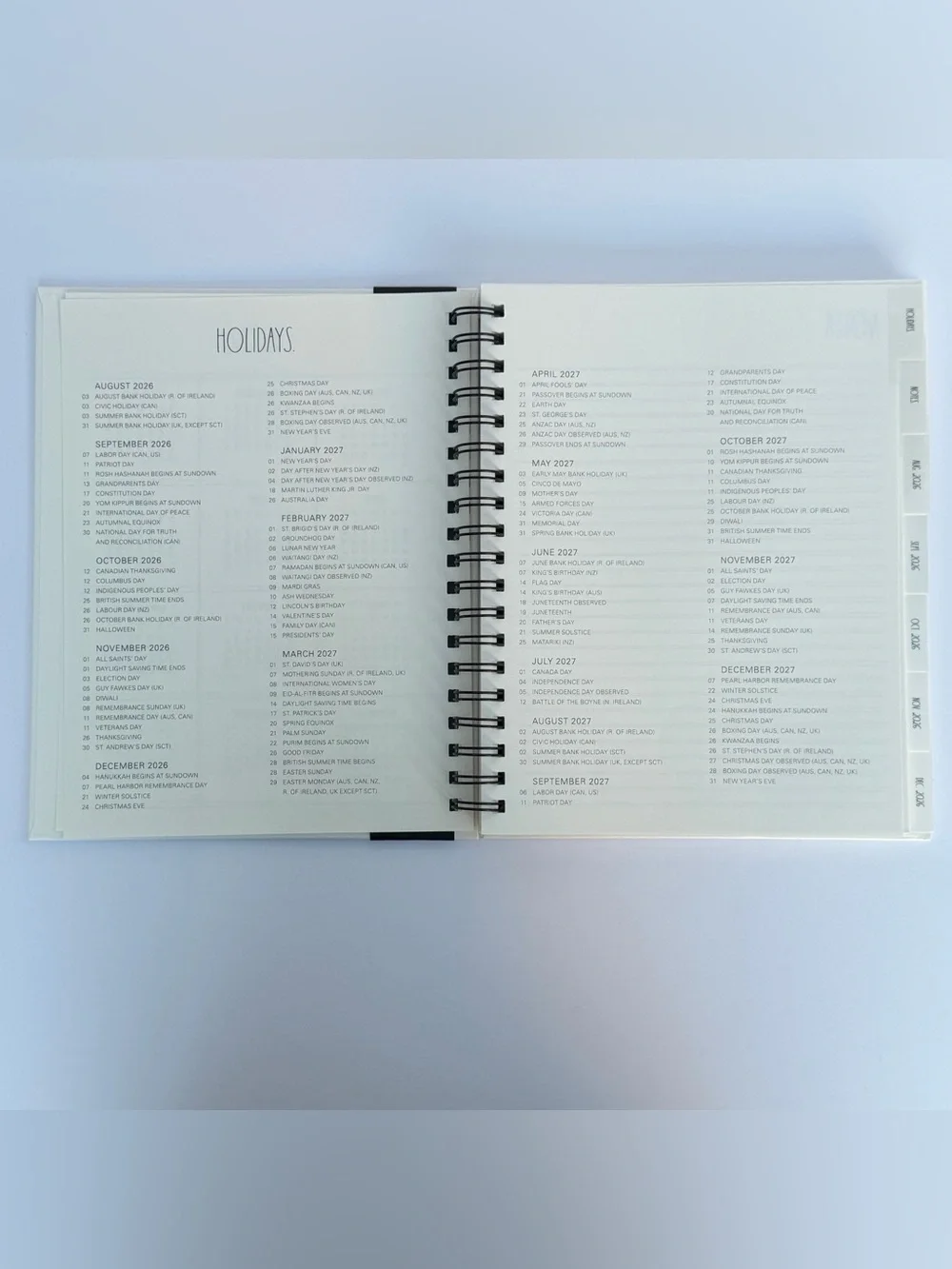Rae Dunn 2027 Hard Cover Planner 17-month TWENTY TWENTY-SEVEN (Black/Ivory)